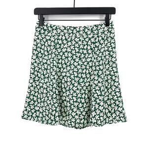 REFORMATION Flounce Mini Skirt Midori New Green White Floral 2